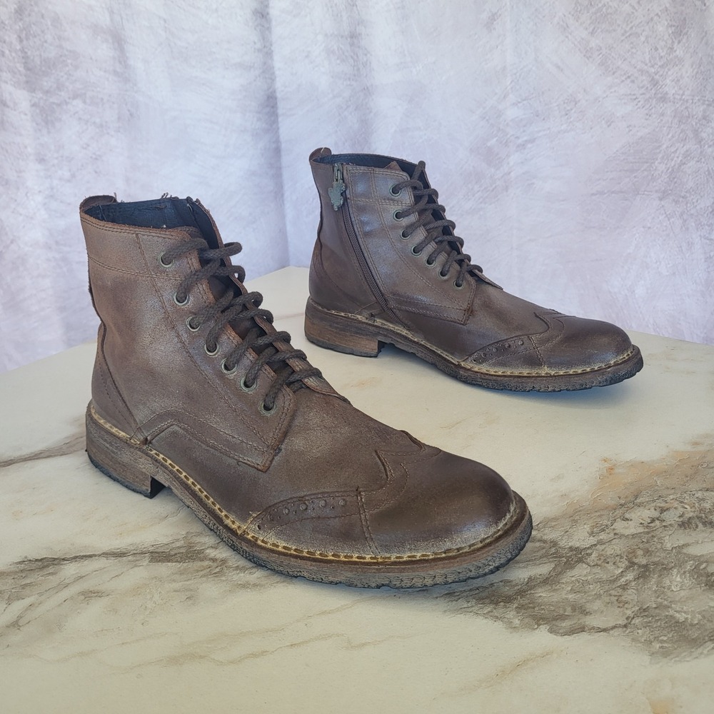 Mark Nason Wing Tip Zip Ankle Boots Lace UP Men's Size 11 Brown Men's